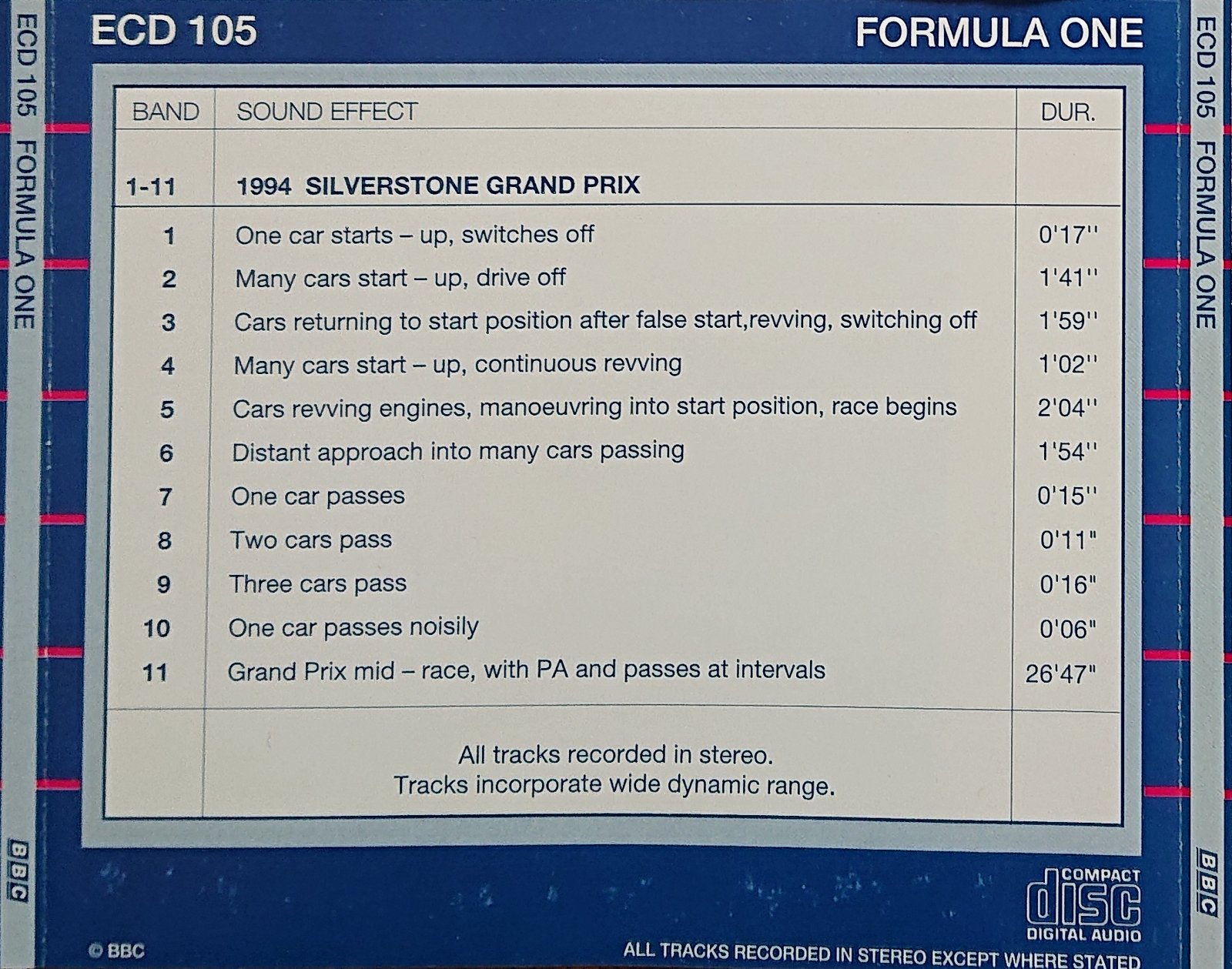 Picture of ECD 105 Formula one by artist Various from the BBC records and Tapes library